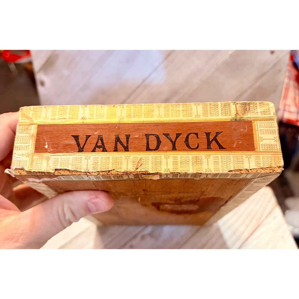 Vintage Van Dyck Wooden Cigar Box General Cigar Co National Very Choice Empty - Picture 4 of 9